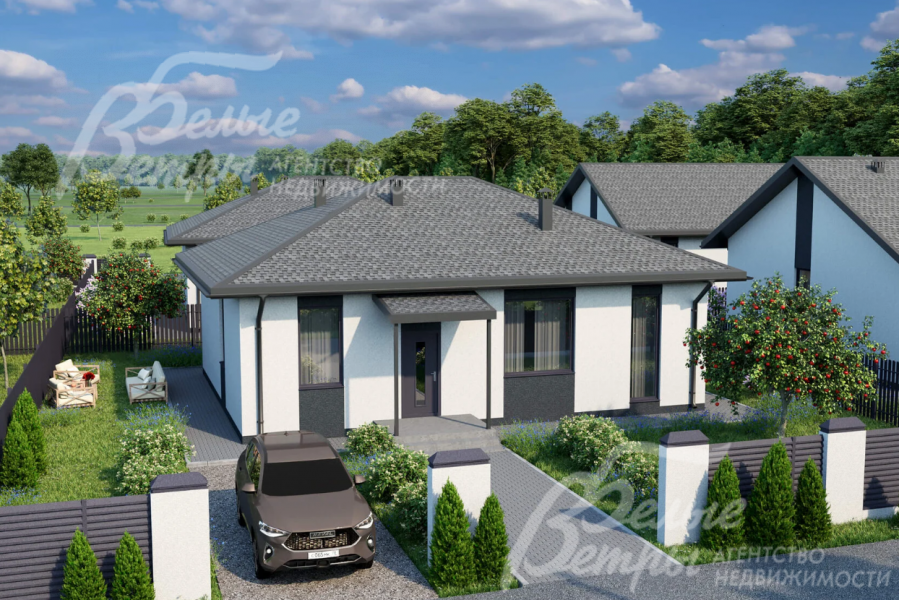 Визуализация. Одноэтажный дом под отделку 96 кв.м в Акиньшино Зеленые кварталы