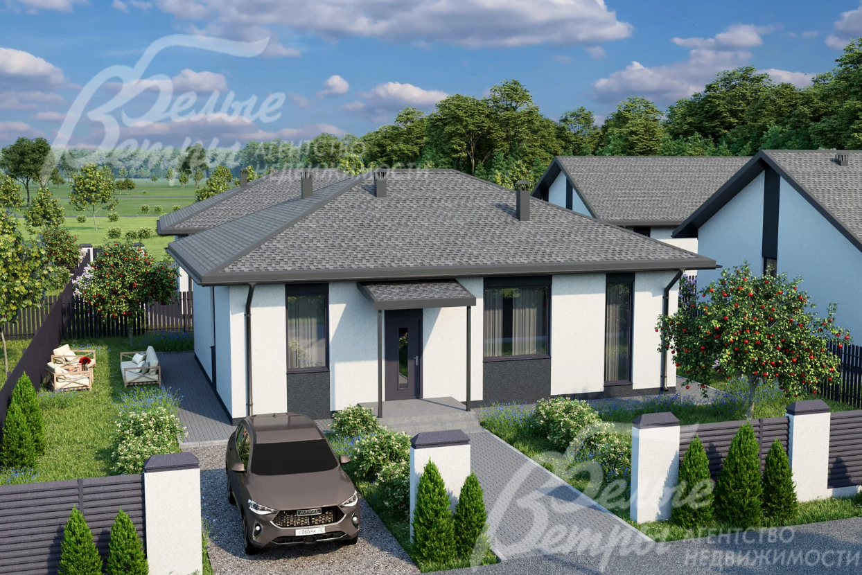 Визуализация. Одноэтажный дом под отделку 96 кв.м в Акиньшино Зеленые кварталы