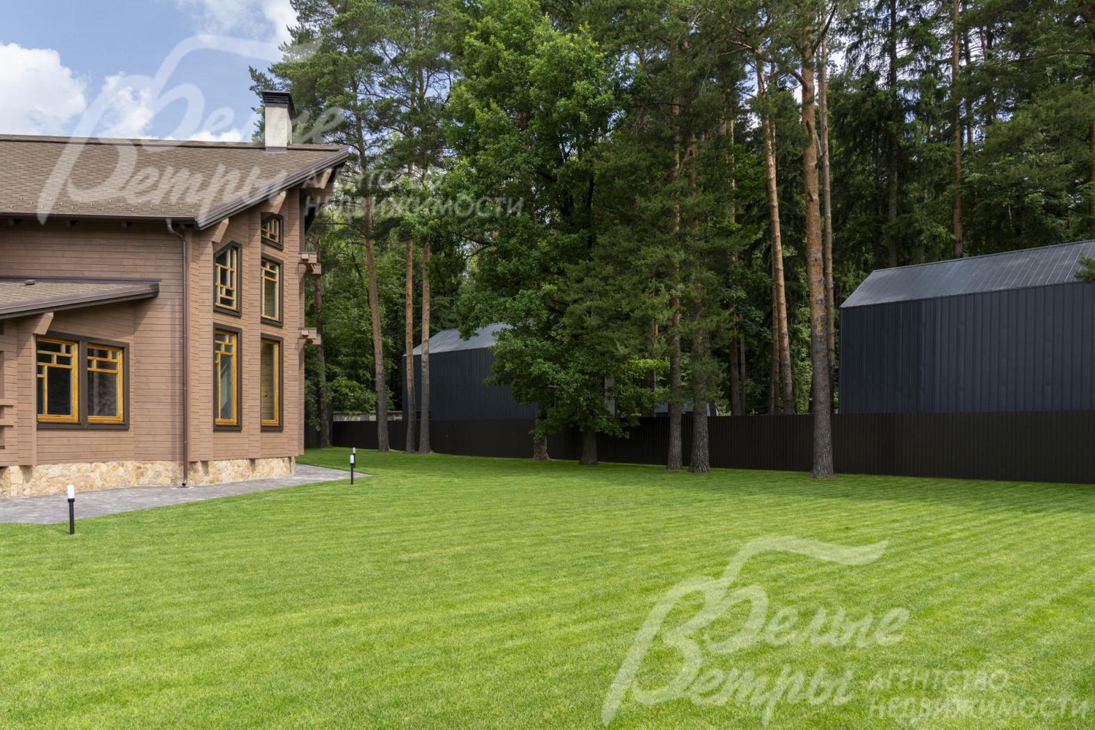 По периметру забора растут 2 взрослых дуба и 14 корабельных сосен